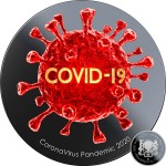 Republic of Chad PANDEMIC COVID-19 series CORONAVIRUS Silver coin 5000 Francs 3D Virus Effect 2020 Black Proof Gold plated Pinnacle Relief 1 oz